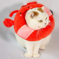 Adjustable Cat Recovery Collar Soft,Cute Pet E-Collar Neck Cone After Surgery Wound Healing Protective Cone Fit for Kitties, Small Dogs(ELC05-lobster-s)