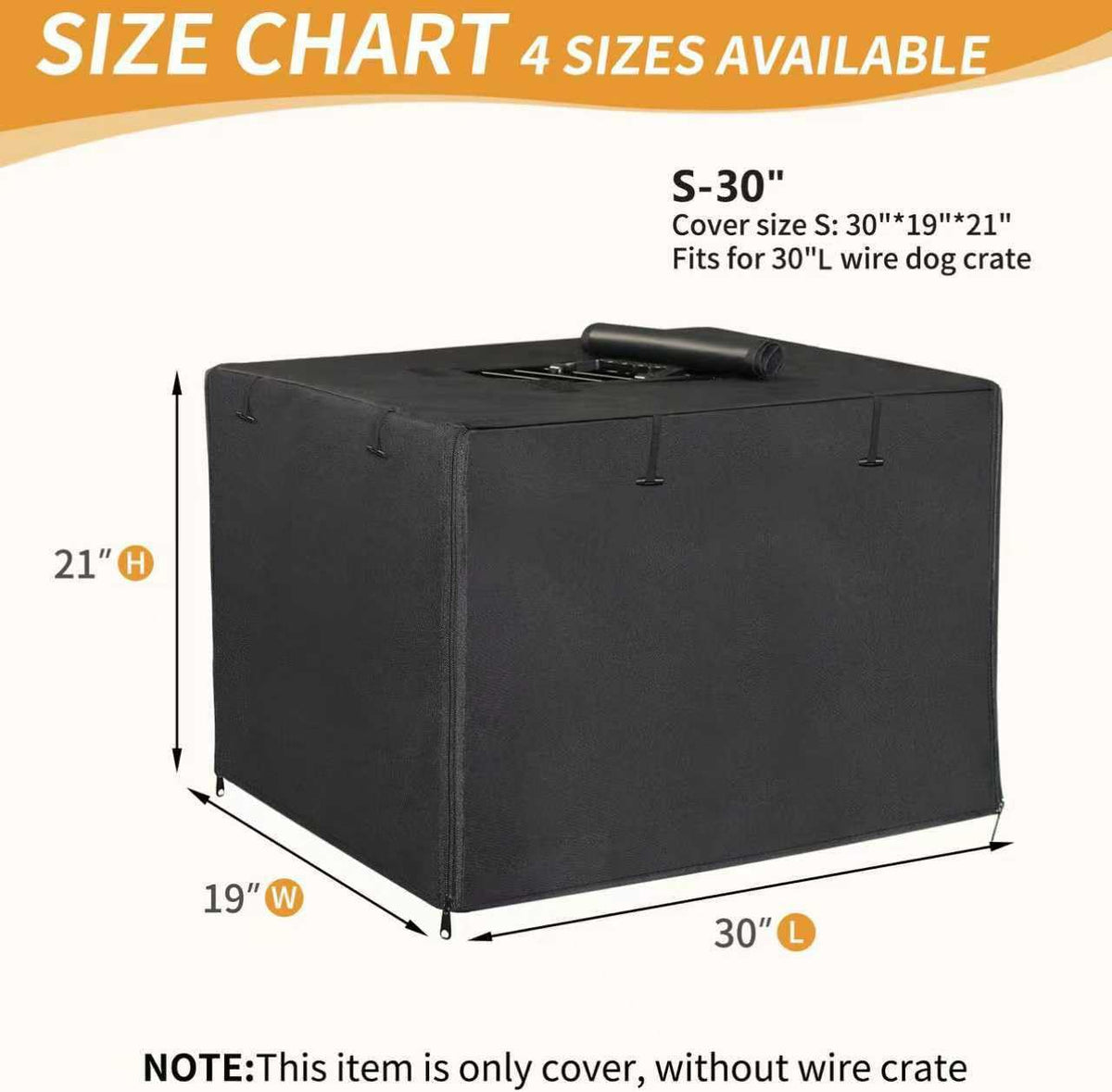 DONORO Dog Crate Cover 24 Inch Waterproof Pet Kennel Cover 600D Heavy - 30.0"L x 19.0"W x 21.0"H / Black - image 2