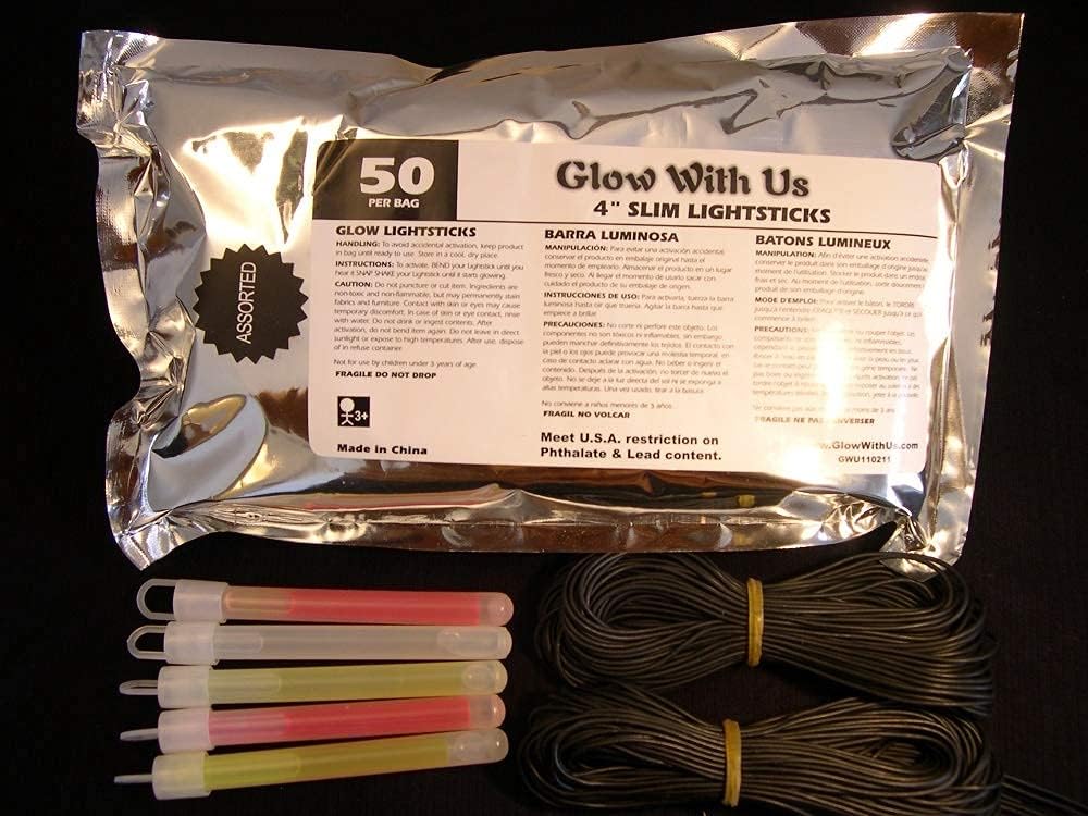 Glow With Us 50 pack of 4 inch orange glow sticks with necklace strings - view 7