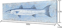 Yihui Arts Blue and White Fish Canvas Wall Art – Coastal Paintings with Textured for Living Room Bedroom Bathroom Decor