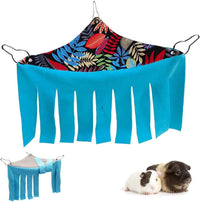 RIOUSSI Guinea Pig Hideout Hideaway Corner Fleece Toys Cage - Black Leaves / Triangle