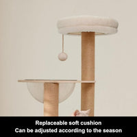 Modern Multi-Level Large Real Solid Wood Cat Tree, Luxury Wooden Cat Tower Cat Condo with Multi-Layer Platform for Indoor Cats