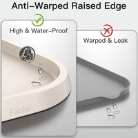 Feedoo Pet Feeding Mat [Warped Resistant Raised Edge] - 23.5"L x 13.5"W / Sand White - image 4