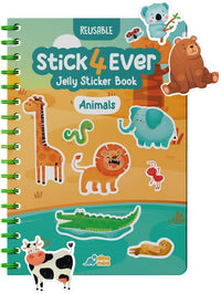 Stick4Ever Jelly Sticker Book, for Kids, Waterproof - Animals