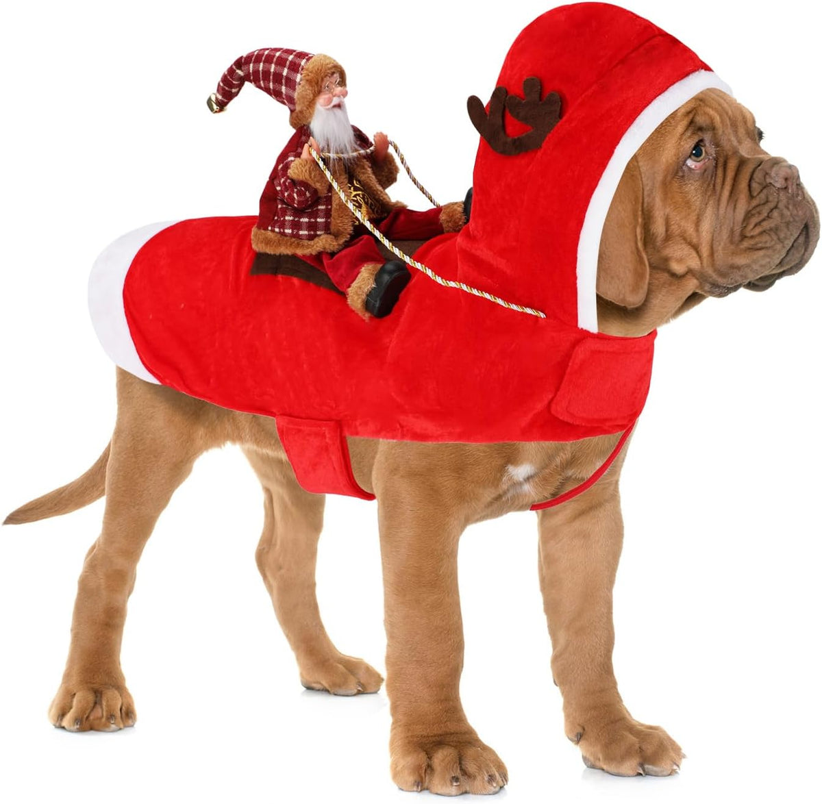 Santa Dog Costume, Dog Christmas Outfit, Riding Pet Costume - RedBrown Santa Claus / S(Neck:10.2-11.8" Chest:13-18.5")