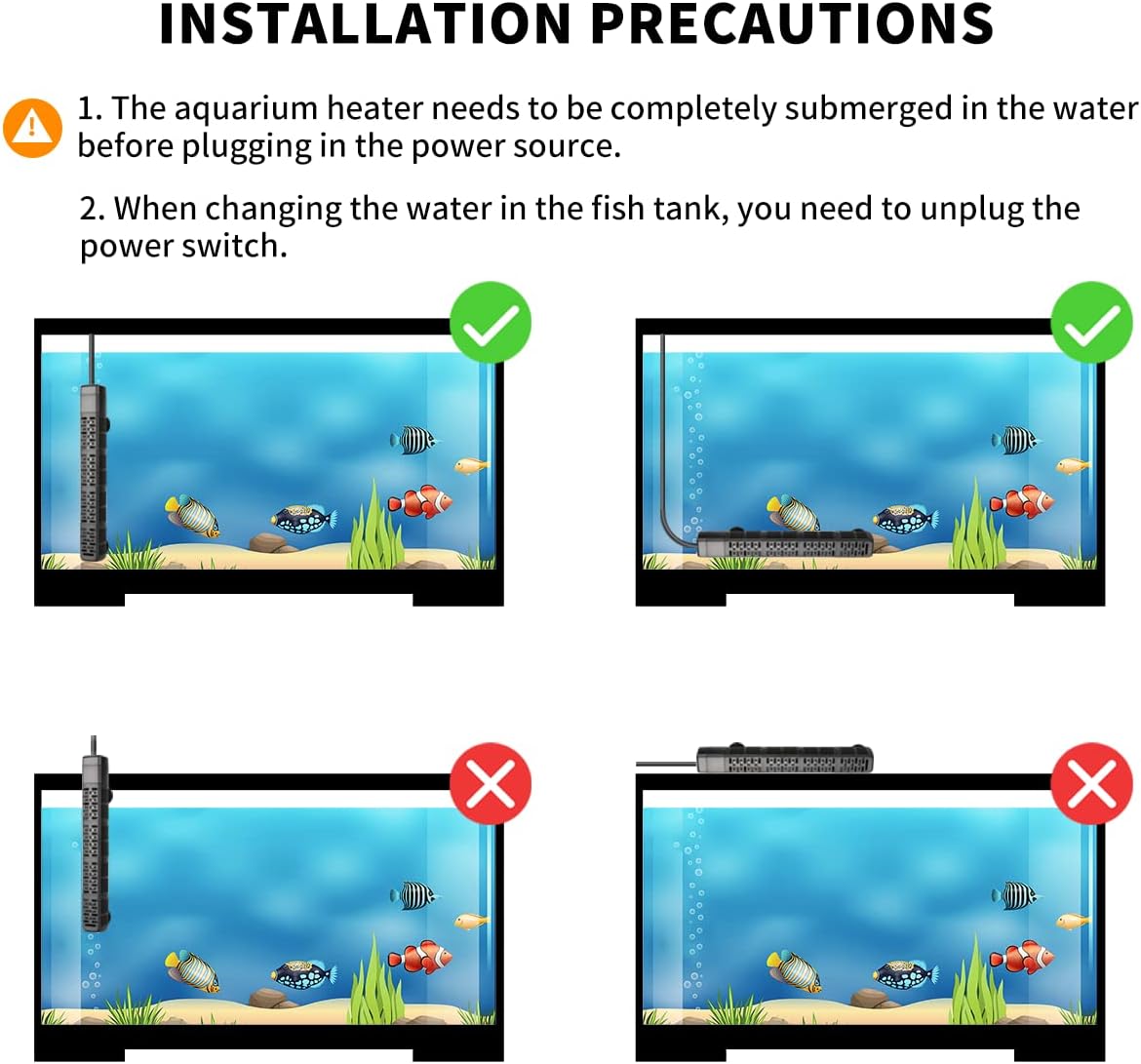 HiTauing Aquarium Heater, 50W/100W/200W/300W/500W Submersible Fish Tank Heater - 300W - image 4