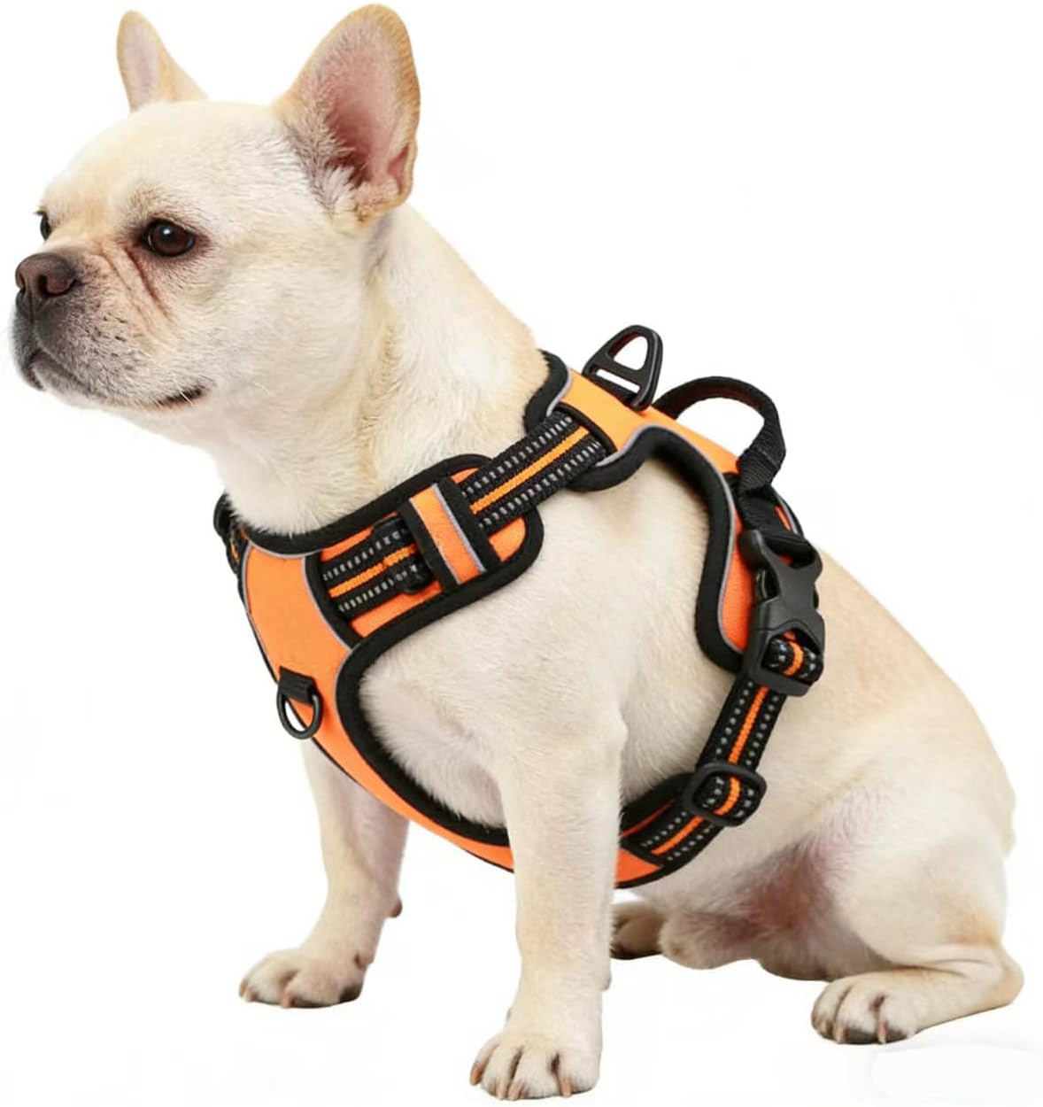 Blue No-Pull Dog Harness with 2 Leash Clips，Soft Padded Vest - Medium / Orange - image 4