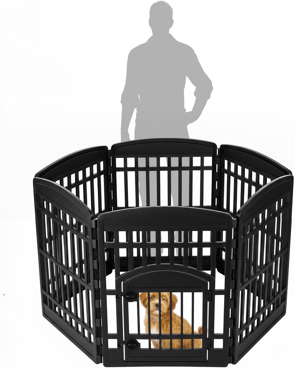 IRIS USA 4-Panel Dog Playpen, Pet Enclosure - 6 Panel - 34" H / Black - image 2