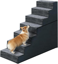 Casusv 31 inch 7-step dog stairs with washable cover for high beds
