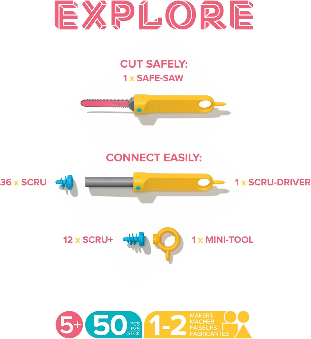 Makedo Explore, Safe Cardboard Construction Tool Kit for Kids - image 2