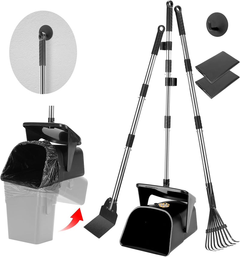 Large Swivel Bin Pooper Scooper with Rake and Spade