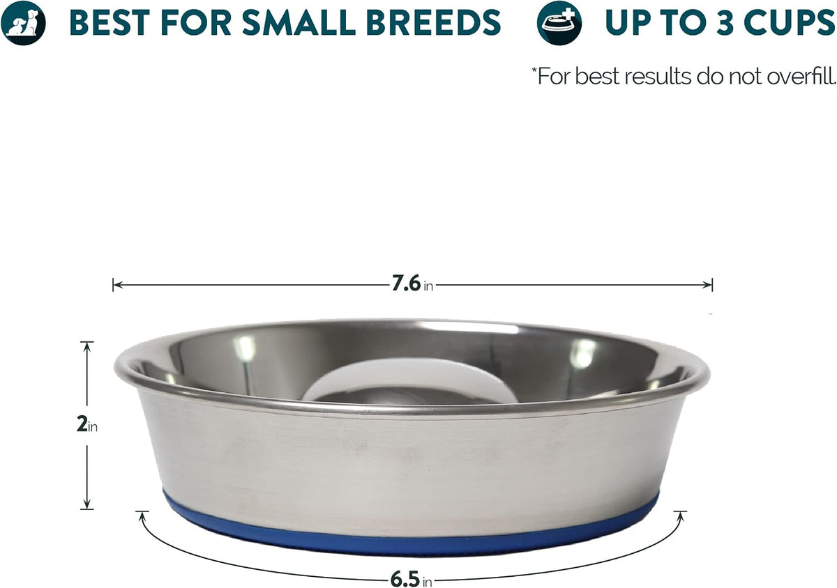 OurPets DuraPet Slow Feed Premium Stainless Steel Bowl Great - Small (2 Cups) - image 2