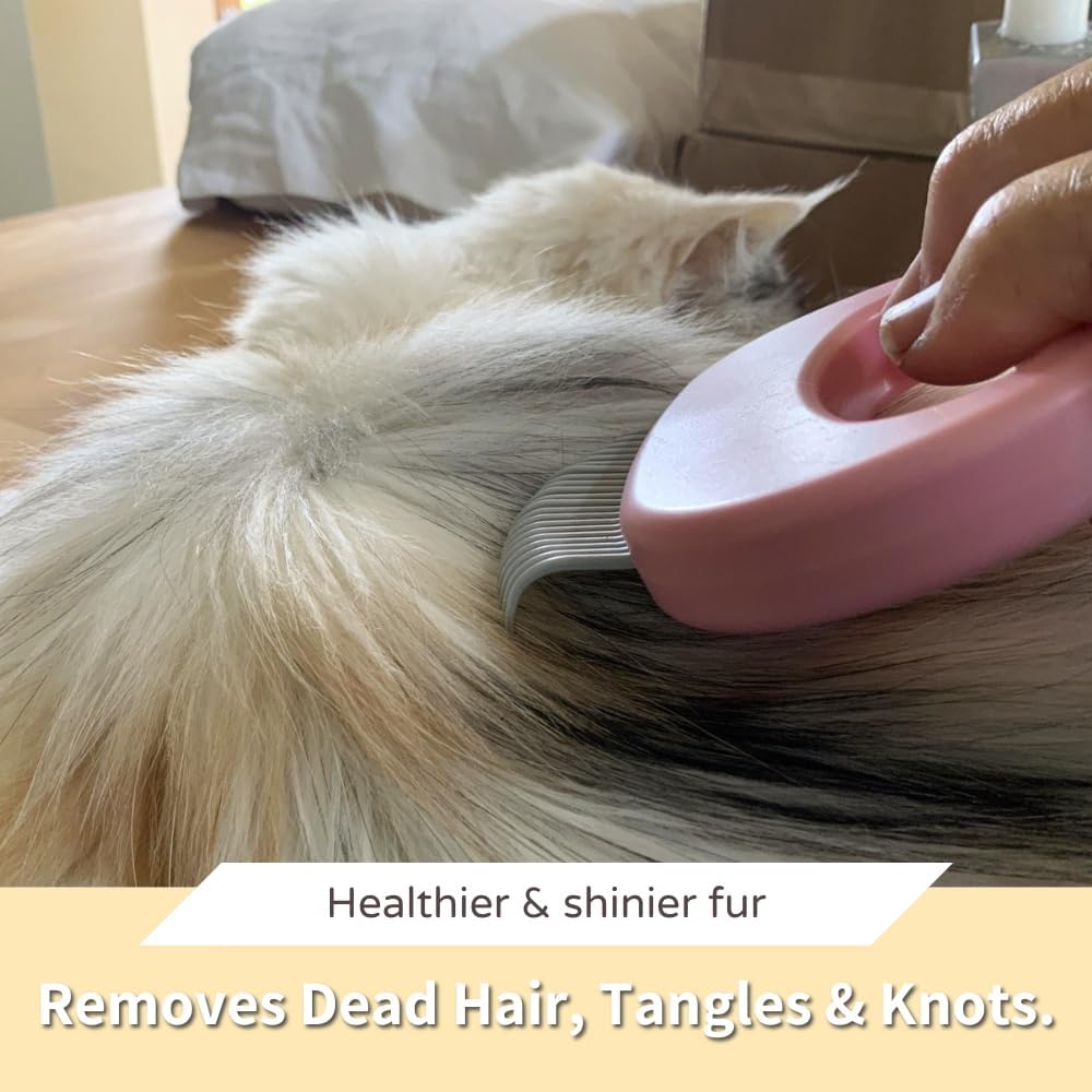 The Original Pet Hair Removal Massaging Shell Comb – Essentials for Cats - Pink - image 4