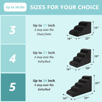 Dog Stairs for Small Dogs 15" H - Black / 5-Step (33D*16W*22H) - image 3