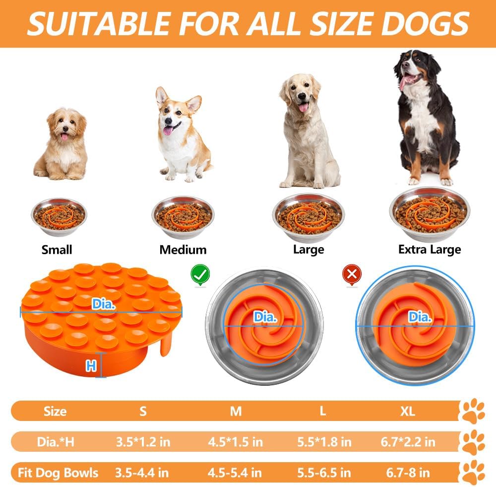 Slow Feeder Dog Bowls Insert - M / Orange - image 3