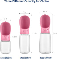 Pink WePet portable dog water bottle, 19 fl oz with one-key water release - view 3