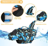 Doglay Dog Life Vest, Ripstop Shark Life Jacket - Large / Blue Camouflage-Shark - image 3