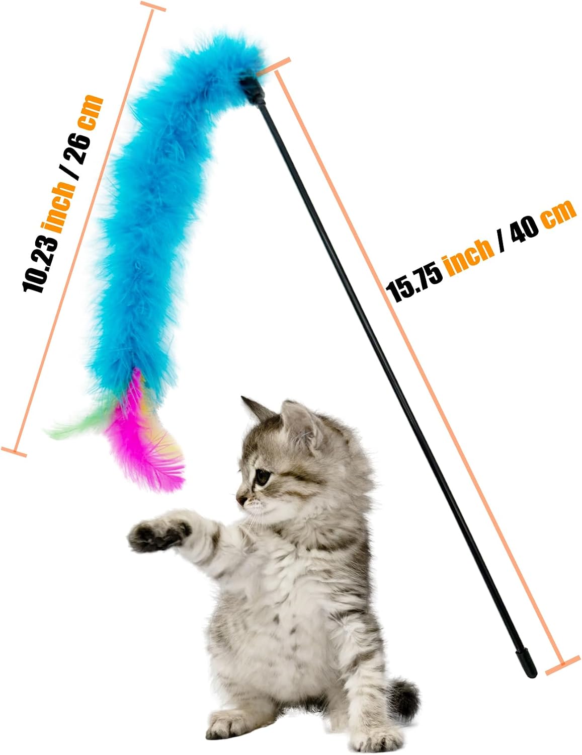 Cat Wand Feather Toys, 6 Pieces Interactive Cat Feathers Teaser Toy for Indoor Cats Play – Essentials for Cats - 6PCS Cat Wand Toys - image 3