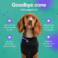 PupShield - Dog Surgery Recovery Suit Male and Female - All Dog Sizes - Easy to Use Anti Licking Design Breathable Comfortable - Spay & Neuter Recovery Suit - Surgical Onesie - Cone Alternative