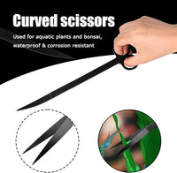 Aquarium Aquascaping Tool Stainless Steel Aquascape Tools Kit 4 in 1 Anti-Rust Fish Tank Starter Kit with Tweezers Scissors Spatula for Aquarium Plants (Black)