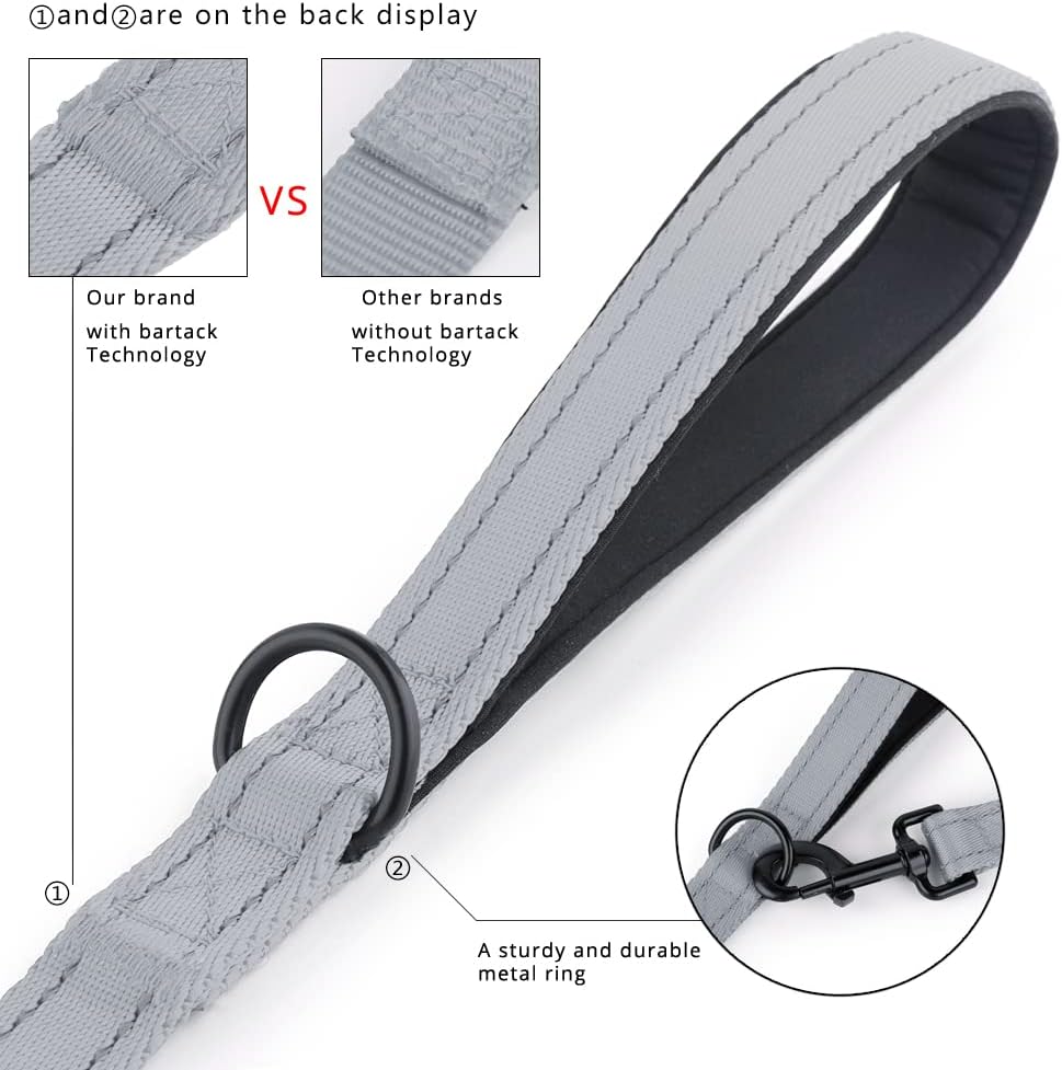Plutus Pet Double Handle Dog Leash, for Medium Large Dogs - 6 FT / Gray - image 2