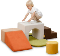 BanaSuper 7-piece gray kids foam climbing blocks playset for indoor play - view 3