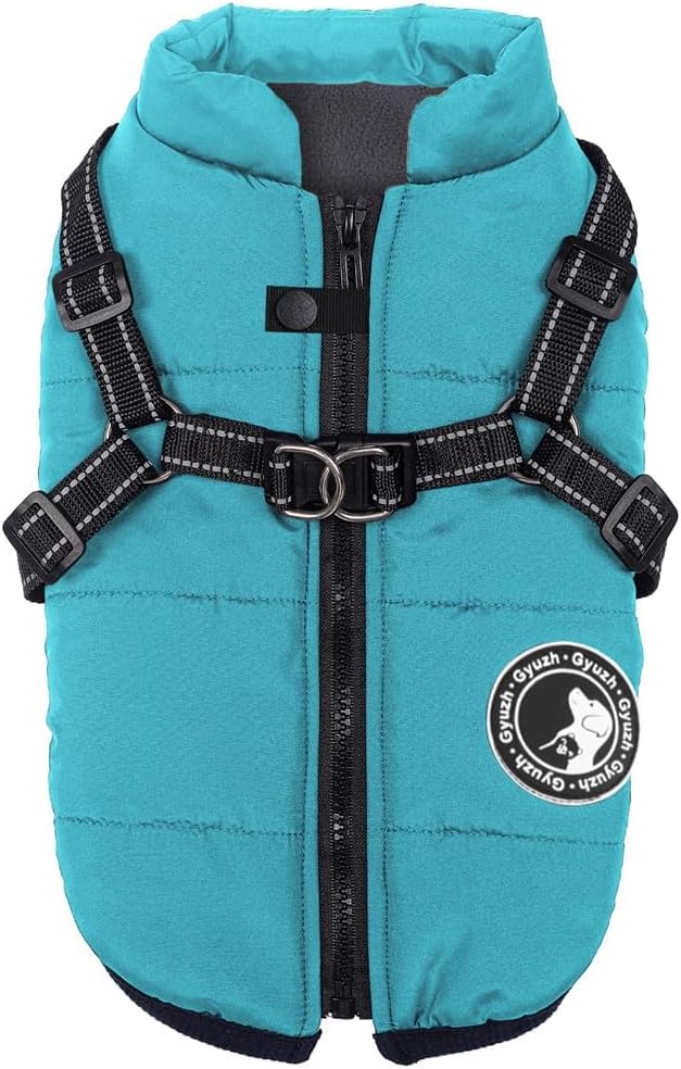 Gyuzh Dog Coat with Harness Puppy Coats Small Dog Harness Jacket - Small / light blue