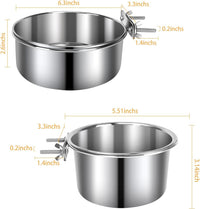 2 Pcs Stainless Steel Small Dog Crate Food Water Bowl - M (45 & 41 OZ) / Silver - image 2