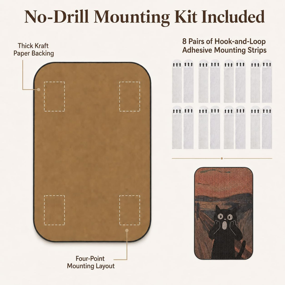 Cat Wall Scratcher, Art Cat Scratching Board for Indoor Cats – Essentials for Cats - Goldfish & Scream - image 4