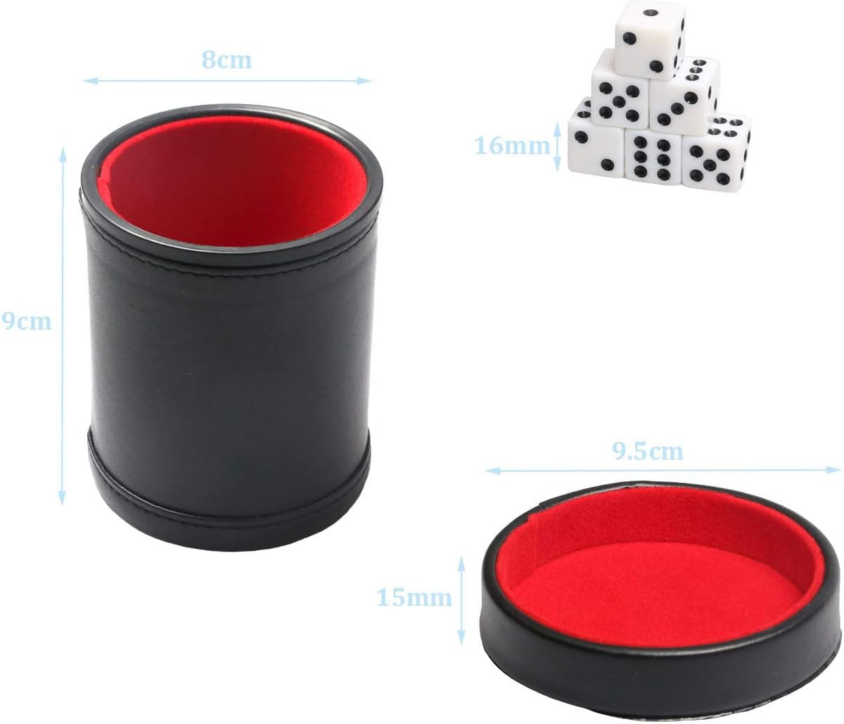 PU Leather Dice Cup Purple Velvet Lined Quiet Shaker with Lid - Red - image 2