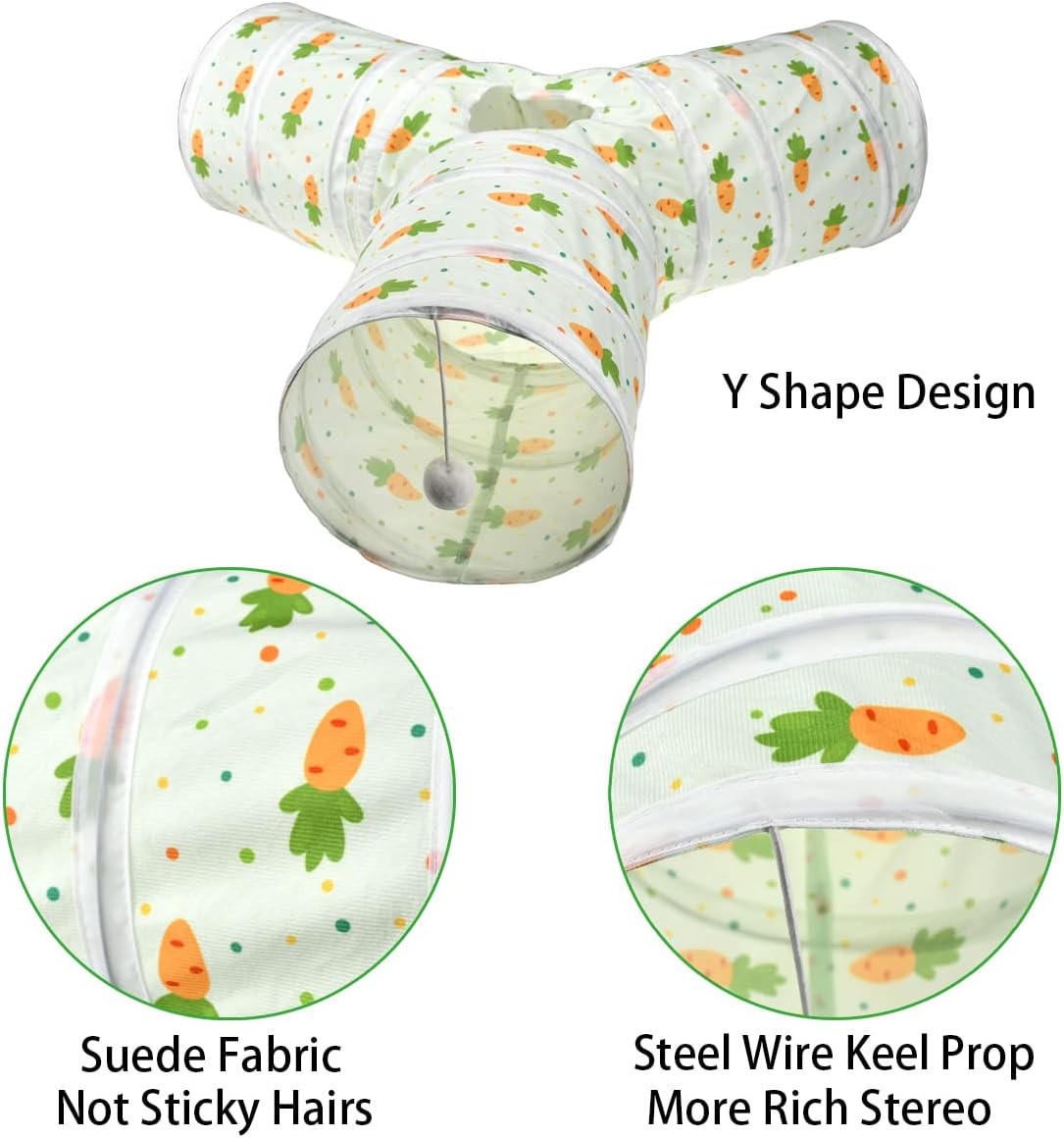 Bunny Rabbit Tunnels Rabbit Cat 3 Way Collapsible Tunnel with Cute - Y Shape - image 3