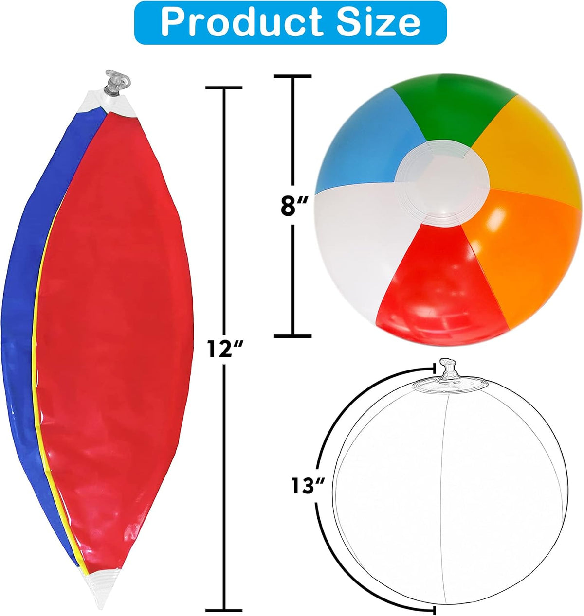 12'' Beach Ball for Kids: 14 Pack Beach Balls Bulk Inflatable Pool - image 2