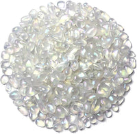 1Lb/460g Irregular Sea Glass Stones Artificial Crystal Gem Pebbles for Aquarium/Turtle Tank/Terrarium/Flowerpot/Vase Landscape Ornament Decoration, Hyun White