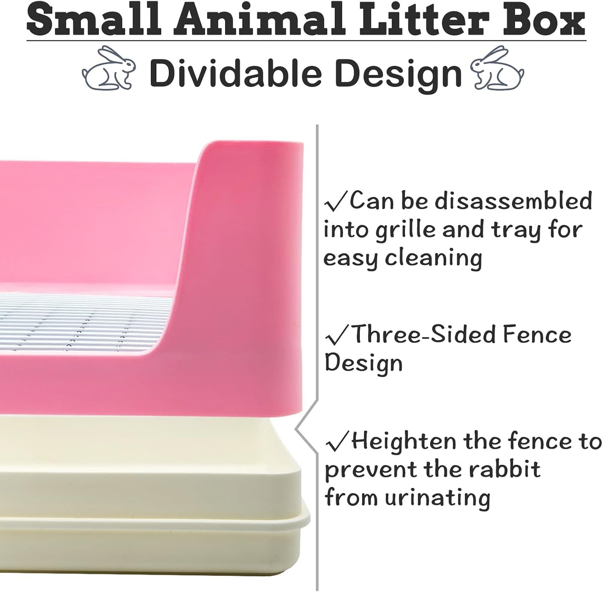 VCEPJH Extra Large Bunny Litter Box for Cage - Pink - image 4