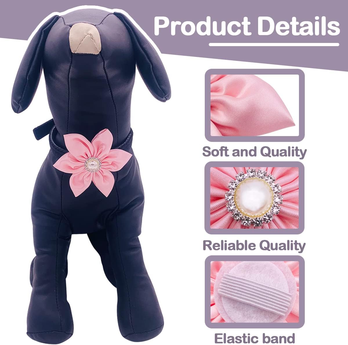 PET SHOW 4 Pack Small Dog Bows Sliding on Collar Attachment – Essentials for Dogs - I 3.5" - image 4