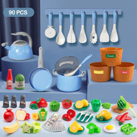 35Pcs Kids Kitchen Toy Accessories - Blue / 90Pcs - image 2