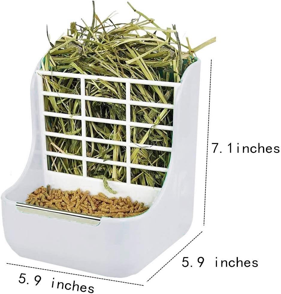 Rabbit Supplies with Bowl & Hay Feeder - White - image 2