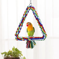 Bird Triangle Rope Swing Colorful Perch Chewing Toy for Parrots - S - image 2