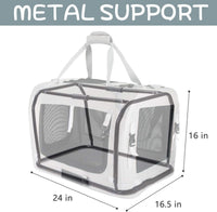 Extra Large Cat Carrier Soft Sided - Grey / without curtain - image 2