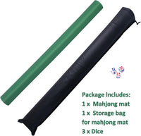 Gustaria green mahjong mat on a square table with tiles and 3 dice - view 7