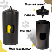 Metal Dog Poop Bag Holder 2-Pack w/Leash Clip - Dark / 2 Holders 30 Bags - image 2