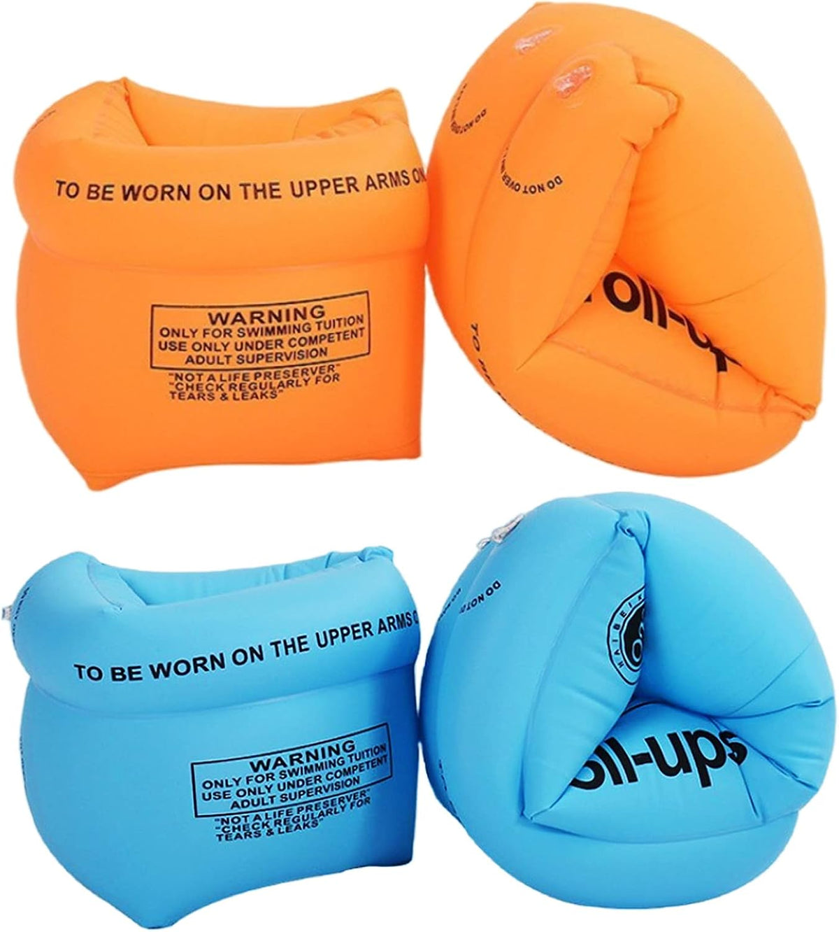 2-4 Pack Arm Floaties for Kids and Adults - 2 Blue+2 Orange