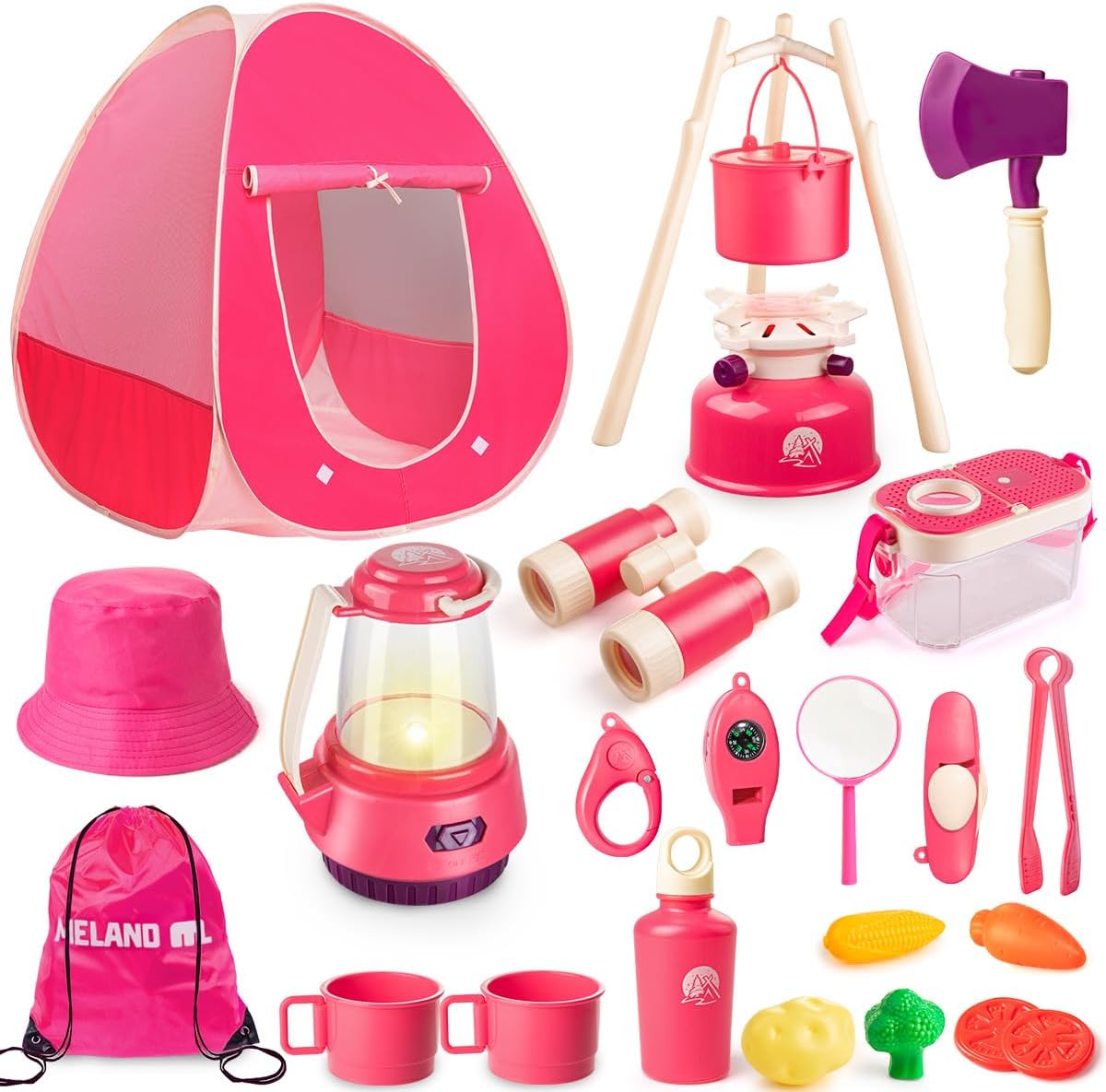 Meland Camping Play Set for Children 3-6 - Pink
