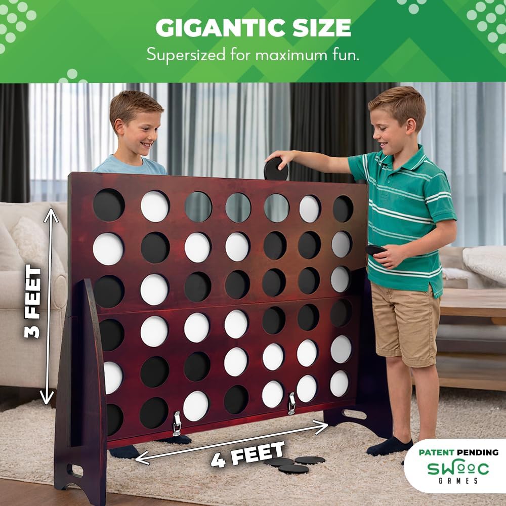 Swooc - Giant Four in a Row with Carrying Case & 60% Quieter Design - Giant Game Outdoor for Adults - 4ft x 3ft - image 3
