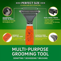 GoPets Grooming Kit Bundle with 2 Sided Dematting Comb and Deshedding Rake + Nail Clipper for Dogs and Cats Includes Nail File and Trimmer