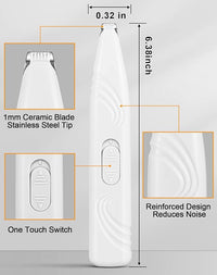 LEYOUFU Dog Paw Trimmer for Grooming, Cordless Electric Small Pet Grooming Clippers Hair Trimmer for Dogs Cats, Low Noise for Trimming Pet's Hair Around Paws, Eyes, Ears, Face, Rump (White)