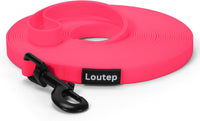 Waterproof Long Line Dog Training Leash, PVC-Coated - Pink / 30ft