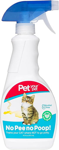 No Pee No Poop Cat Potty Training Spray, 16 Fl Oz – Non-Toxic Cat Spray No Mark for Urine/Marking/Pooping – Natural Pee Deterrent Spray – Indoor/Outdoor Keep Off