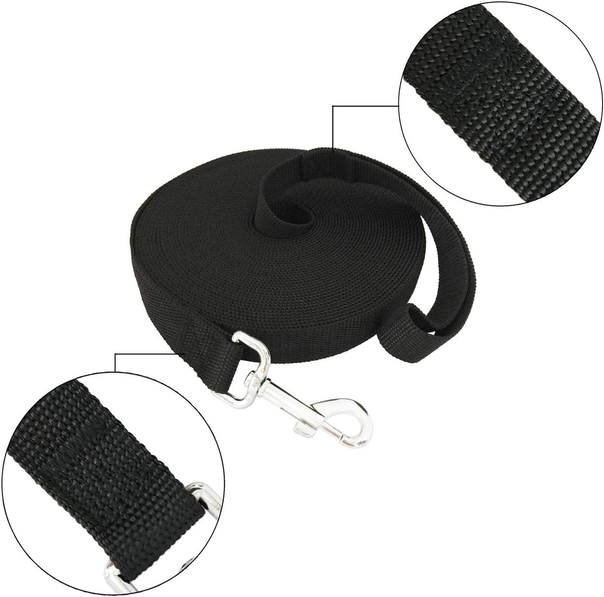 SALO Nylon Training Dog Leash for Small Medium Large Dogs - Black / 3/4 inch x 20 feet - image 2