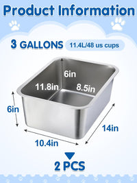 2Pcs 4 Gallons Food Grade Stainless Steel Extra Large Dog Bowls – Essentials for Dogs - 3 Gallons - image 4
